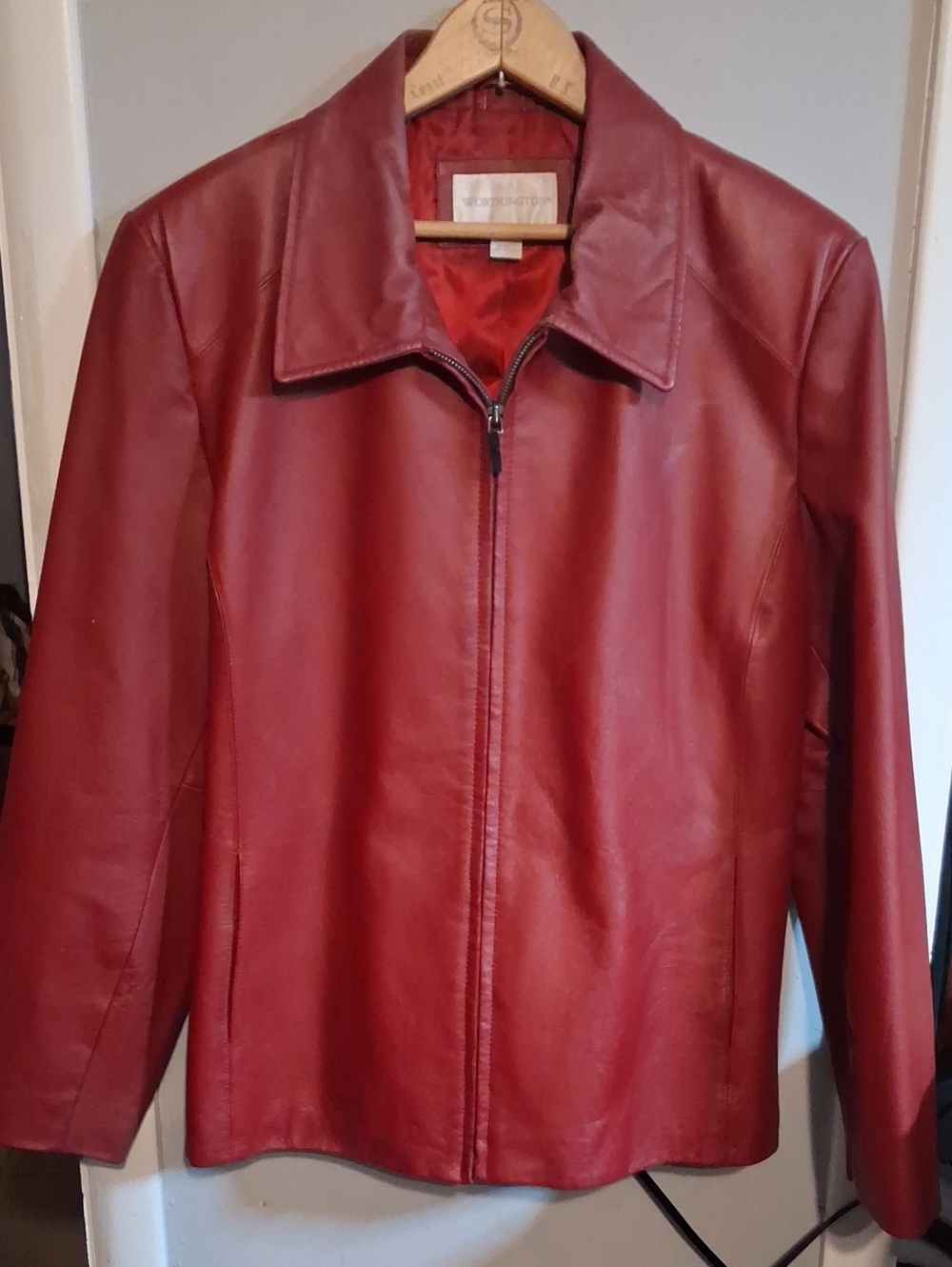 Worthington Red Leather Zip-Up Jacket